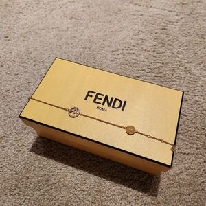 Fendi Gold Bracelet with Swarovski Crystal Encrusted Logo